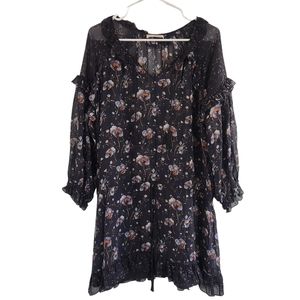 ULLA JOHNSON Silk Pullover Floral  Dakota Mini Dress Size 6